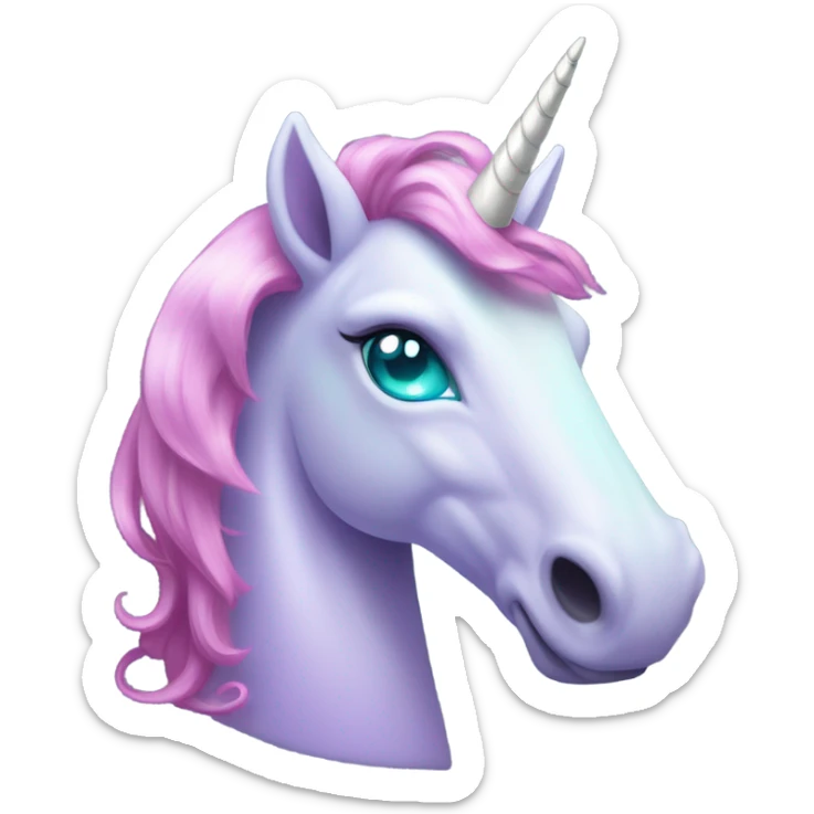Pale lavender unicorn with bright pink hair and turquoise eyes with gemstone hooves  sticker