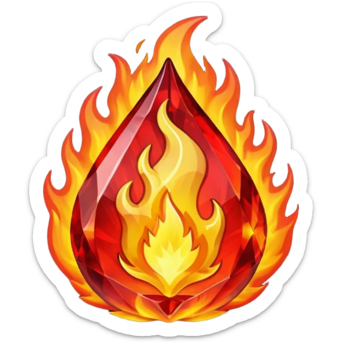 Red flaming crystal with a $ carved into the center of the crystal.Red flaming crystal with a $ carved into the center of the crystal. sticker