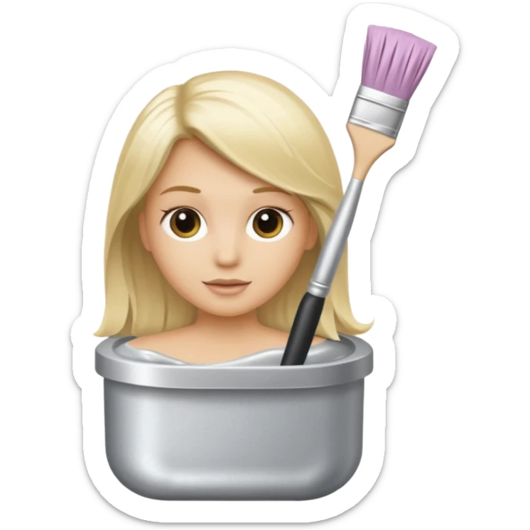 tube of blonde hair dye with a brush next to it sticker