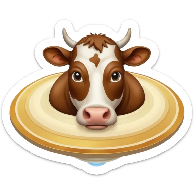 a cow and saturn but the cow head on top of saturn and human feet at the bottom sticker