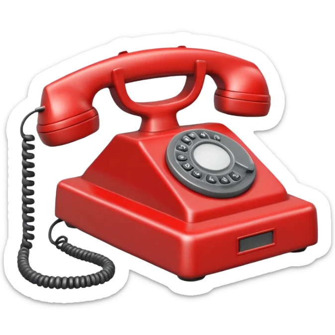 Minimalist emoji-style sticker of an old phone receiver with no signal waves, cracked and floating. Desaturated tones.
 sticker