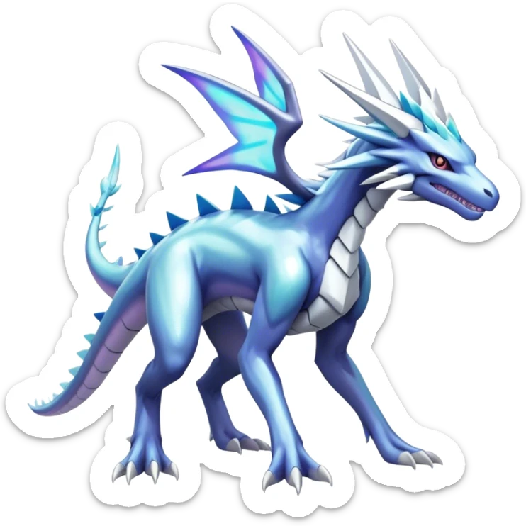  Cool Edgy Shiny Godly Ethereal Digimon-Suicune-Dialga-Kyurem-Latios-Reptile, full body, four legs sticker