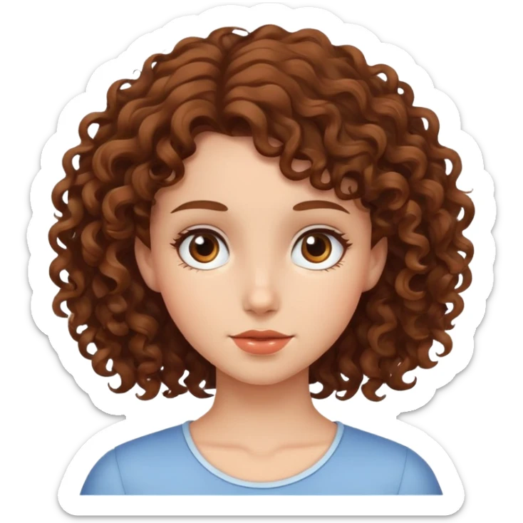 Brown curly hair girl  sticker