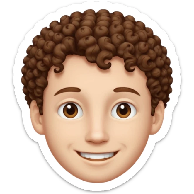 Create an emoji of YouTuber DavidMC's face - he has hair with short sides but a curly top, it is brown. It is not super curly and he has white skin sticker