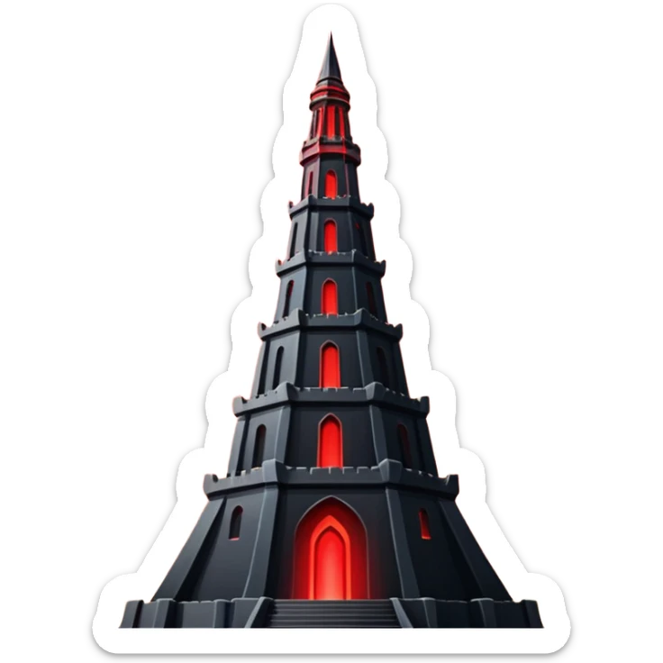 Barad Dúr from Lord of the Rings, Dark, giant Tower, with red beams shooting from the top into the sky sticker