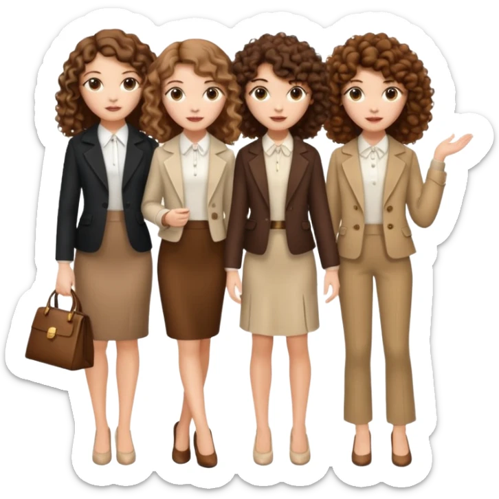 3 white girls, all of off this with brown hair but one whit straight one whit curly and one whit very curly(aesthetic)and chic clothes sticker