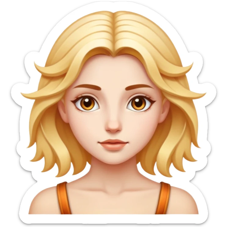 A girl with enchanting beauty, her features symmetrical and striking, radiating both strength and kindness in her presence sticker