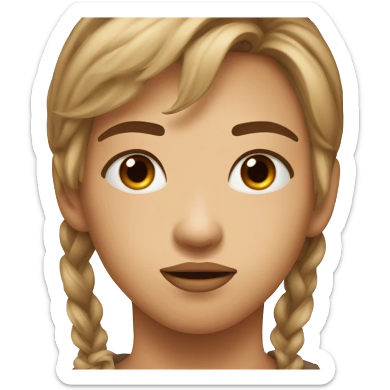 a face with brown light hair and i want an eyebrow raised and the face slightly tilted with the lips puckered up sticker