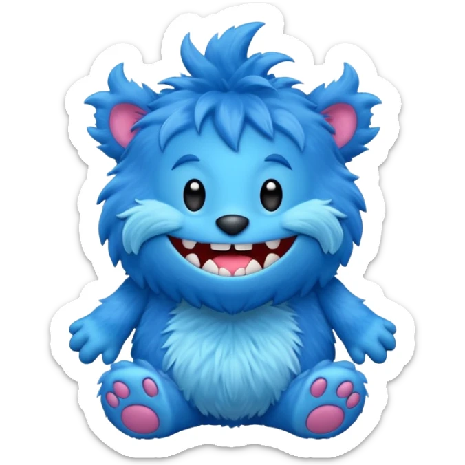 Huggy Wuggy character from Poppy Playtime, blue furry monster with big smile sticker