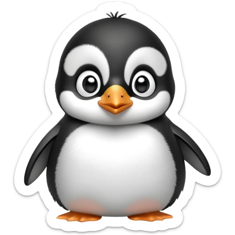 cinematic-noble-baby-penguin-portrait-emoji,-poised-with-an-air-of-innocent-regality,-featuring-soft,-downy-feathers-in-crisp-black-and-white-and-wide,-soulful-eyes,-simplified-yet-sharp-and-sophisticated-features,-highly-detailed,-glow (4) sticker