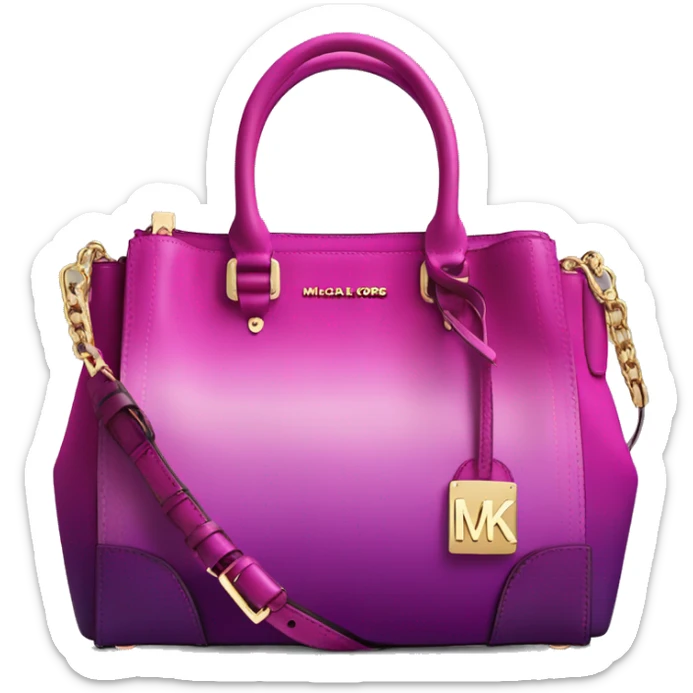 Realistic isolated magenta to purple ombre Michael kors satchel purse.  sticker