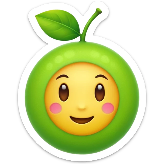 A single neon yuzu, iPhone emoji style, glossy and smooth, vibrant neon green color, high detail, simple and cute design, isolated on white background, centered composition


 sticker