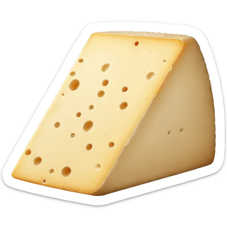 sheep’s milk cheese wedge or thick slice, firm, off-white to pale ivory, beige or greyish rind, slightly crumbly or smooth, rustic clean cut, no plate, bread, extras, or faces, clean 3D, soft shadows, transparent background, emoji scale sticker