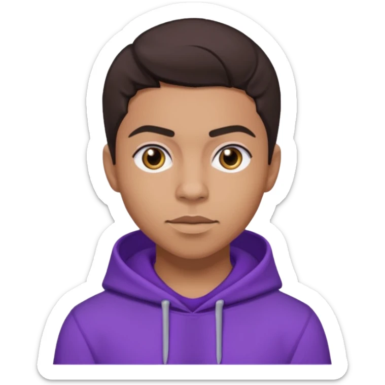 Quincy Brown with dark brown hair, light tan skin, purple outfit sticker