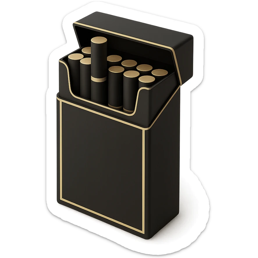 pack of cigarettes or cigarette icon in 3D black style sticker