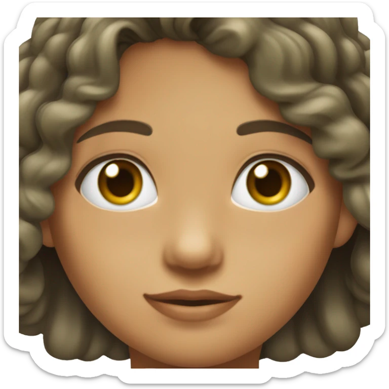 Una niña de 14 años con cabello castaño oscuro ondulado piel blanca ojos verdes  sticker