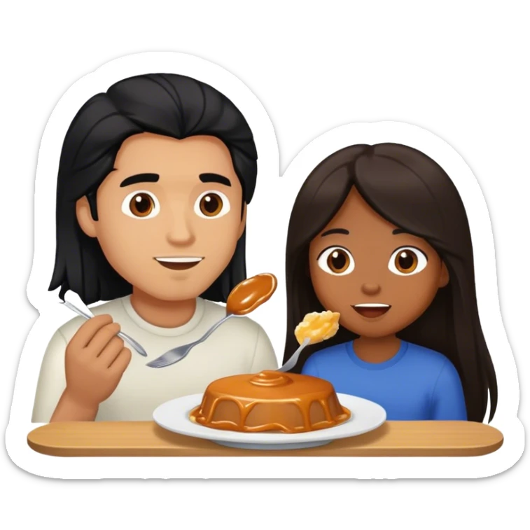 Caramel brown Guy with long black hair eating with brown hair Filipina sticker