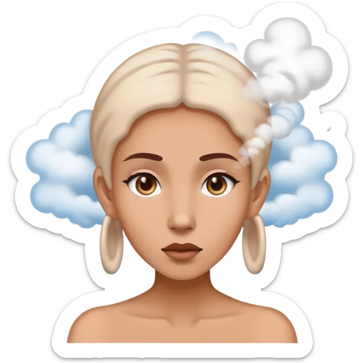 a woman with steam coming out of her ears sticker