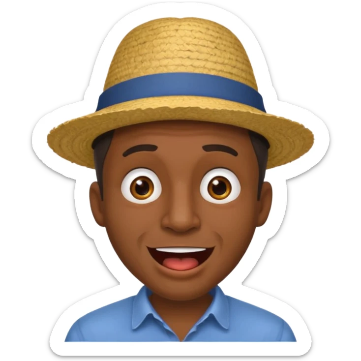 homme créole réunionnais  étonné  bouche ouverte avec chapeau sticker