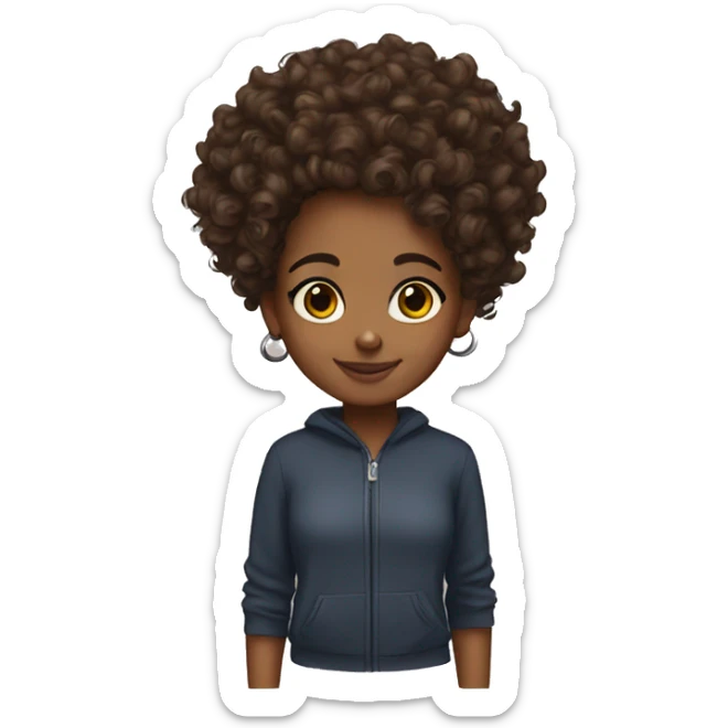 Brown girl curly hair sticker