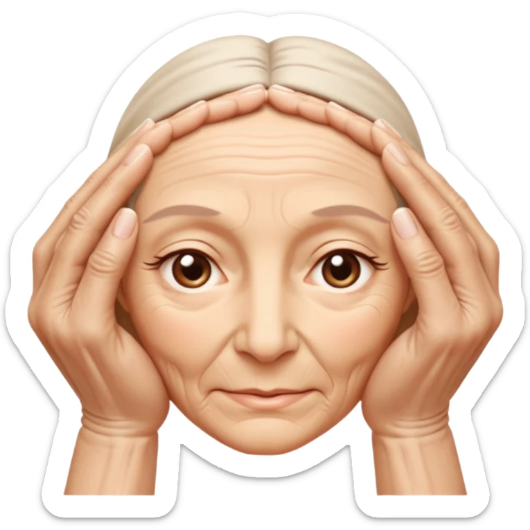 Simple emoji of a face with wrinkles being smoothed by hands,
both hands gently stretching the skin,
wrinkles visible on one part and smooth skin on the other,
clear wrinkle-reducing effect,
simple and easy-to-understand icon,
no beauty or medical elements

 sticker