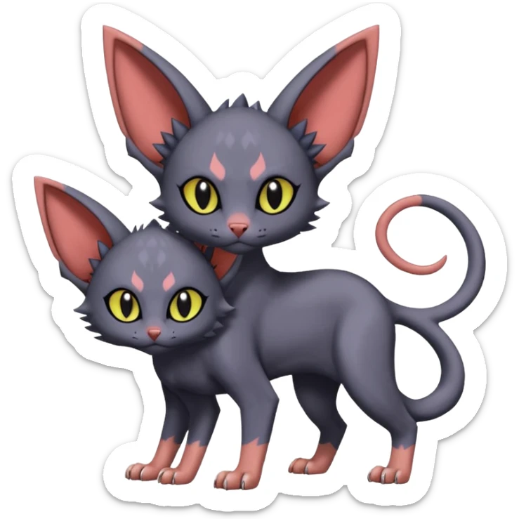 Noibat-Lykoi-Sphynx-Nargacuga-Litten-Torracat-fusion-Fakemon-Pokémon-creature  sticker
