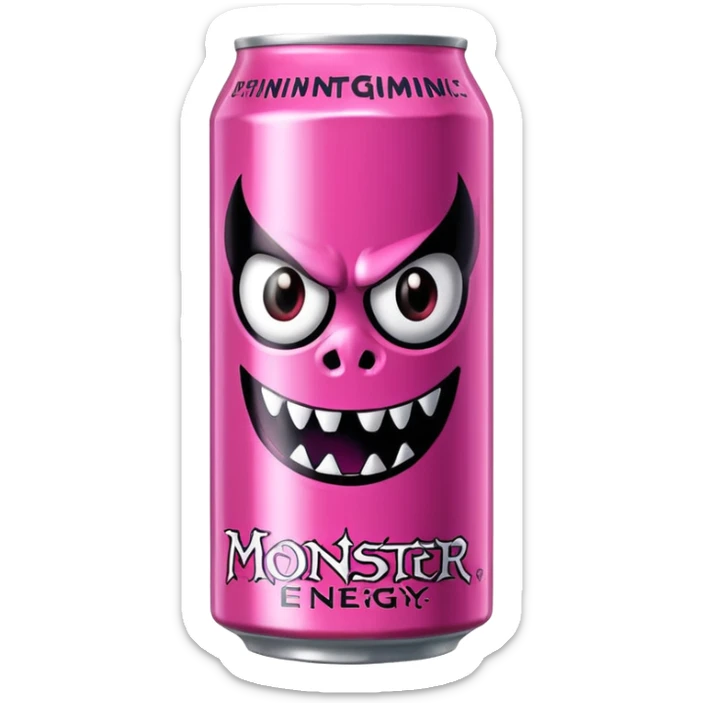 Pink monster energy drink with the logo of original monster company energy drink do not add the face in it just normal monster can  sticker