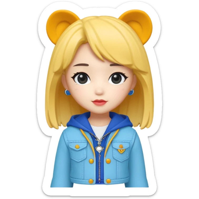 Isolated, breathtakingly vivid and intricately detailed digital illustration of the most incredibly adorable kpop denom hunter Zoey, figurine imaginable, toy style. sticker