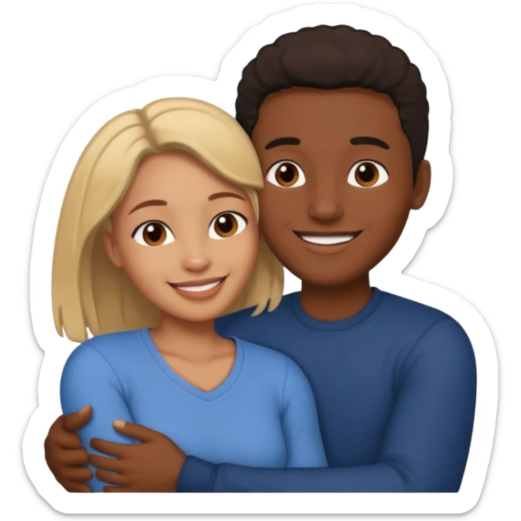 Ebony couple, light skin female brown skin male cuddling  sticker