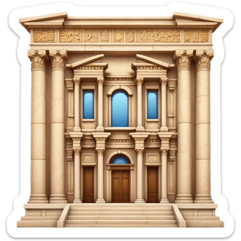 Cinematic Realistic Library of Celsus Landmark Emoji, depicted with an ornate ancient facade rendered with lifelike textures and warm, historical lighting. sticker