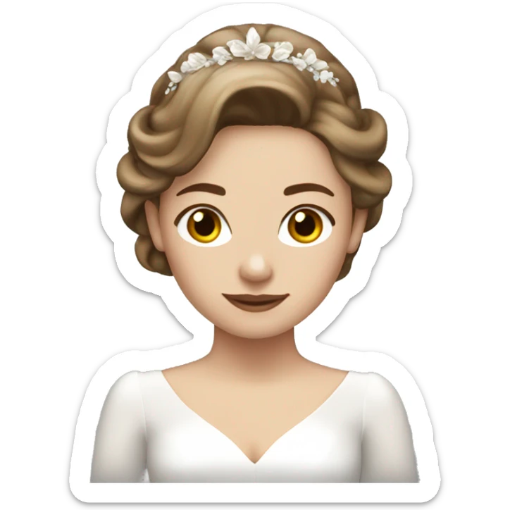 White woman white brown hair hairlights in wedding dress sticker
