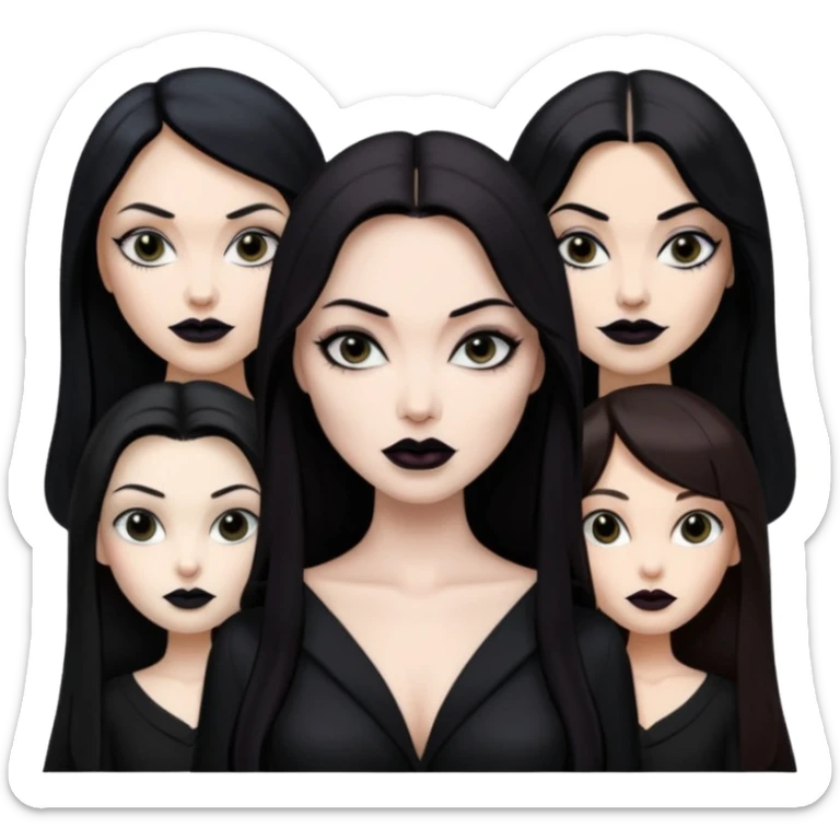 “Emoji girl, femme fatale, tomie vibes, morticia adams vibes, anglina jolie, and megan fox sticker