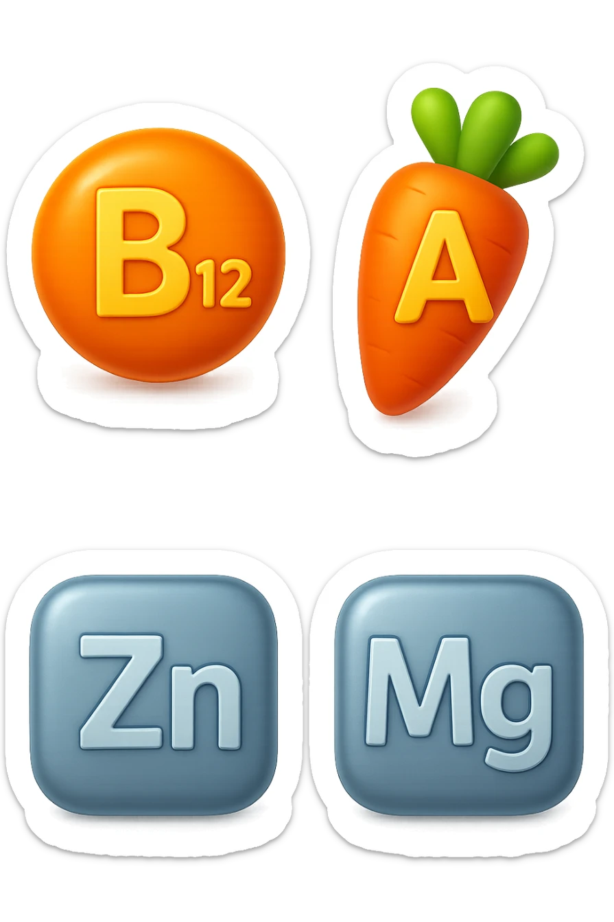 emoji stile iphone in 3d di vitamine del gruppo B, vitamina A, zinco, magnesio, iperrealistico 4k sticker