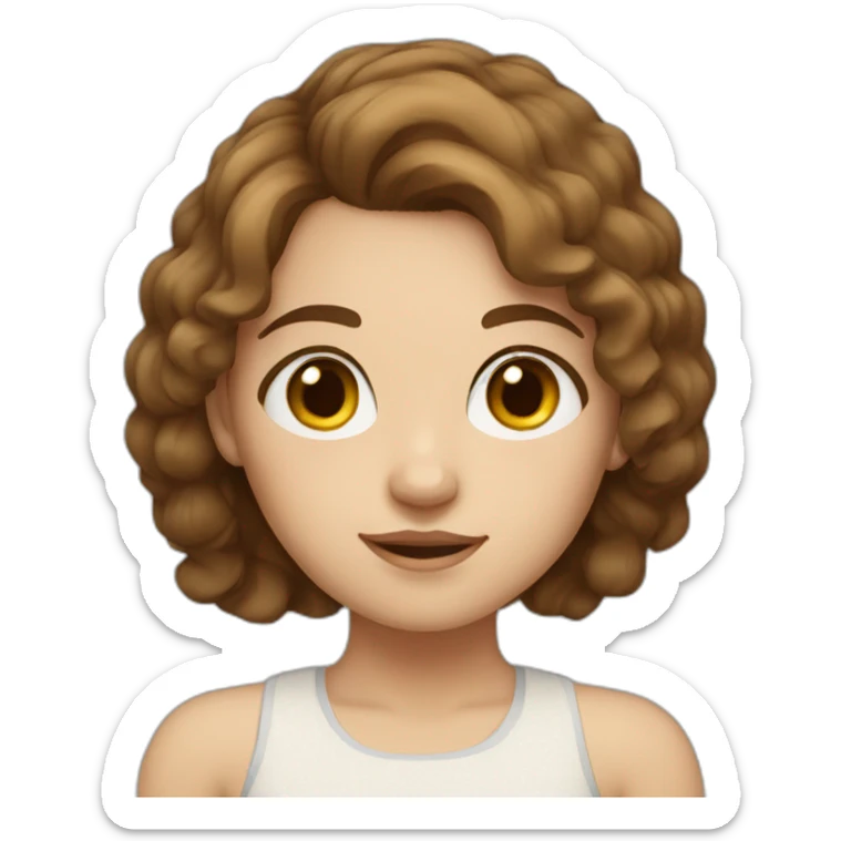 girl with brown hair and medium length hair, with freckles, light skin, small eyes sticker