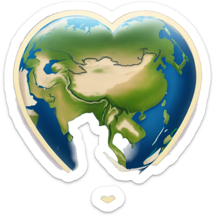 heart shaped earth focused on south east Asia and the pacific highlighting the Philippines sticker