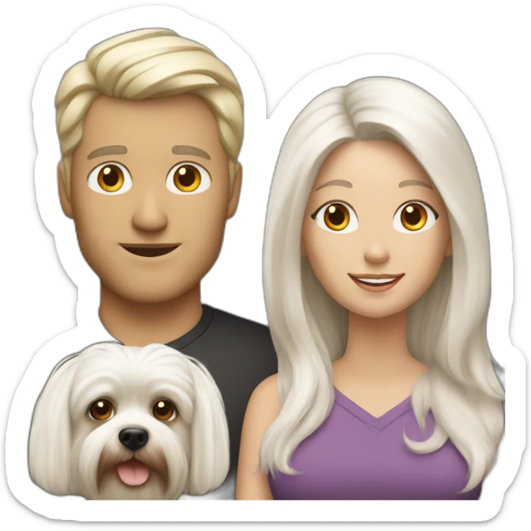 Hold Family with a White man with haire White and a White woman with long White hair and a small yorkshire terrier  dog sticker