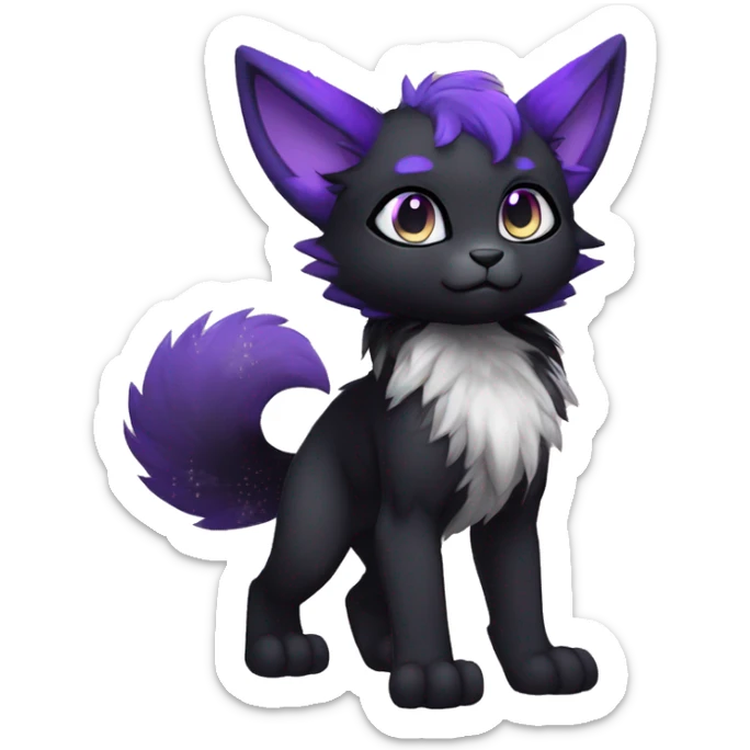 Anthro-Edgy-Cool-Black-Purple-Contrast-Colors-Fantasy-Fur-Sona-Chibi-Shiny-Fakémon-Hybrid full body sticker