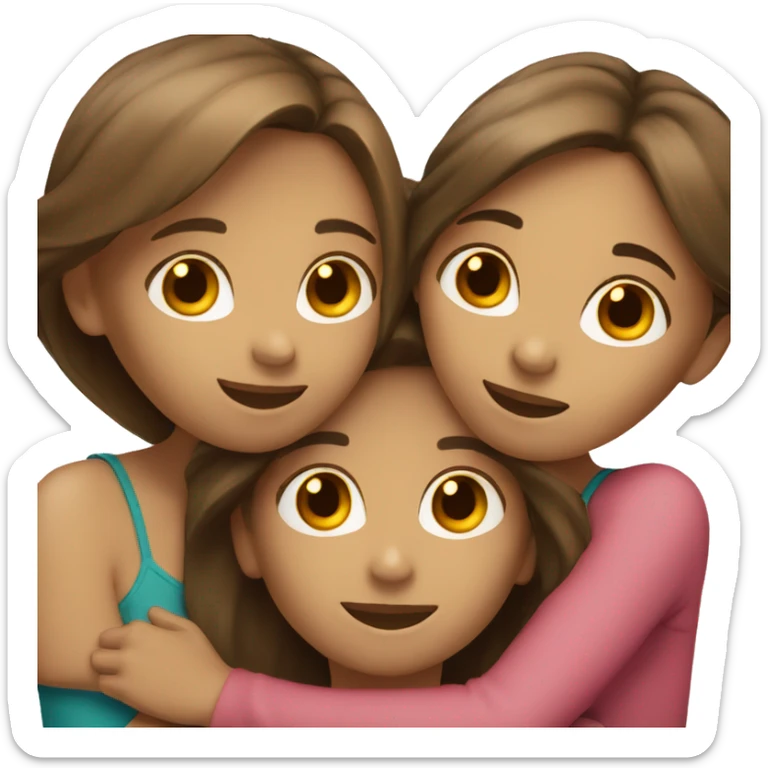 Three girls hugging - two with dark blonde hair and one with dark brown hair  sticker