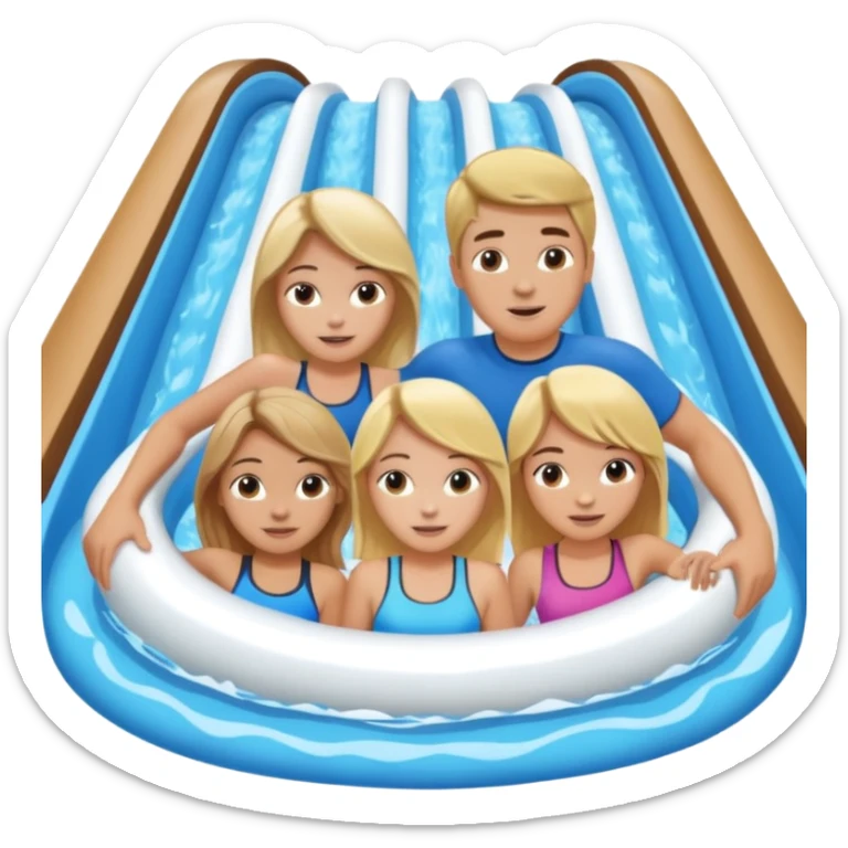 2 girls and 2 guys on the lazy river waterslide. 1 girl and 1 guy have blonde hair and 1 girl and 1 guy have brown. we are all very pale sticker