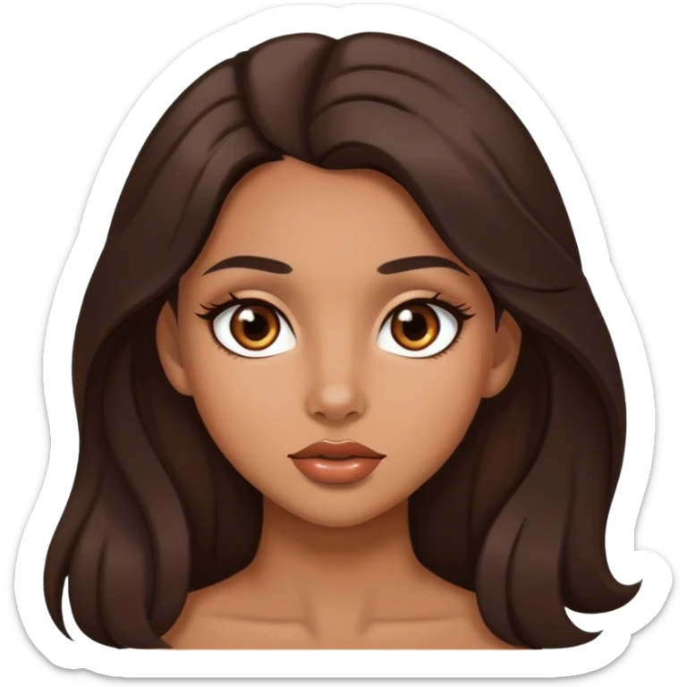 Pretty girl with tan skin, long dark brown hair, pretty brown doe eyes and full lips sticker