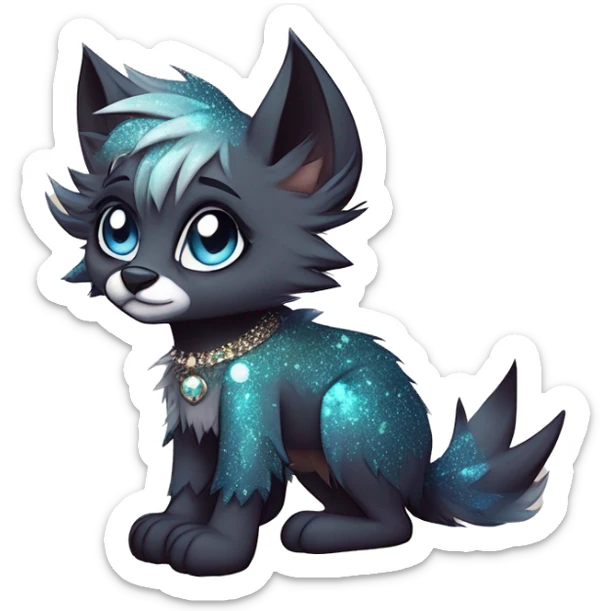 Cool cute Kawaii edgy fantasy animal sparkle fursona Fionbri by griffsnuff & LiLaiRa & Falvie full body sticker