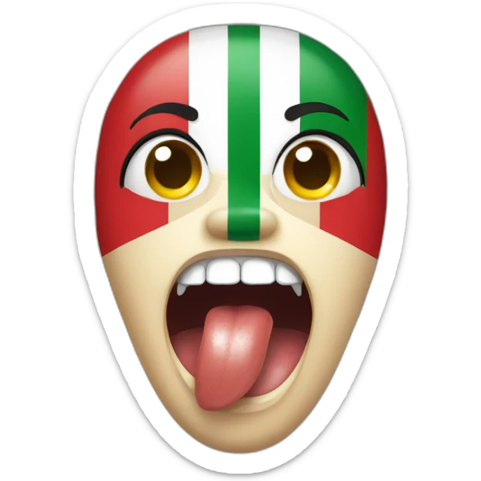 tongue out of mouth in italian flag colours sticker