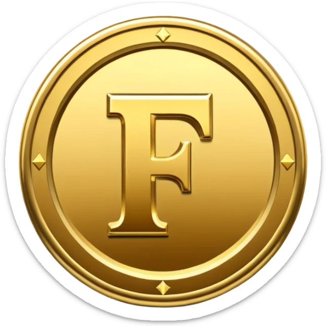 Currency crypto money symbol for the money "Fcoins" big letter F, casino coin colored

Dont make an E sticker