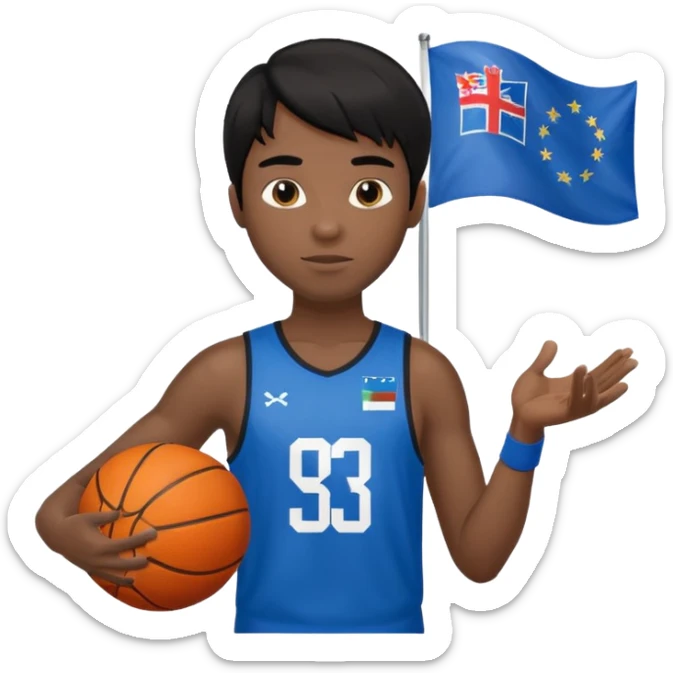 light black skin guy black hair in one hand basketball ball and in other Slovenia flag no this.. 🇸🇮  sticker