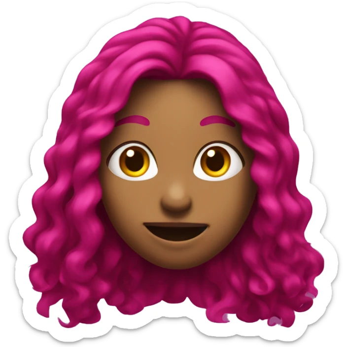 Magenta, hair girl with long hair, smiling with tongue out sticker