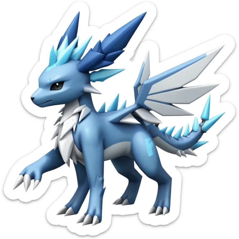 Spikey, spiky, Kyurem-Glaceon-dialga-hybrid, full body, no wings, without wings sticker