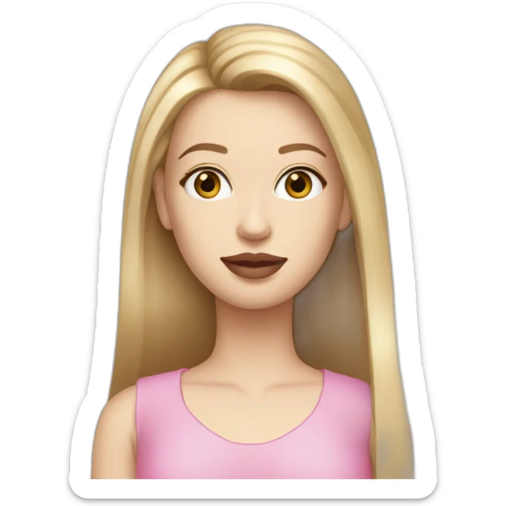 pale white woman with hazel eye and long straight blonde brown chestnut hair and dangly reflective earrings and full pink lips sticker