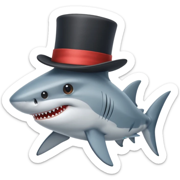 Shark with a top hat sticker