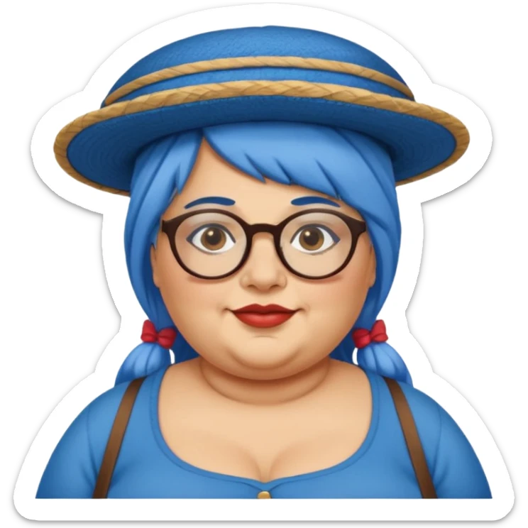 woman glassess, very fat venice gondolier with iconic hat and blue hair woman sticker