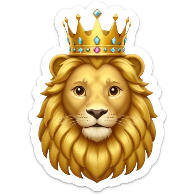 Lion King – proud golden lion wearing a tall jeweled crown. sticker